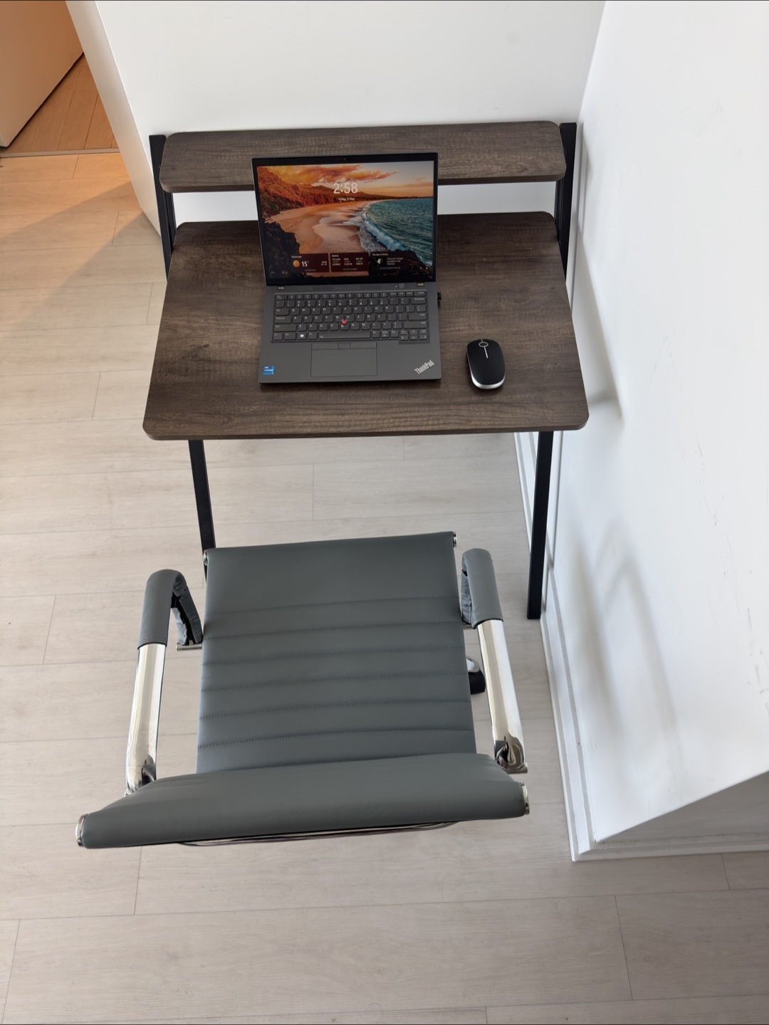 Foldable Computer Desk with Grey Office Chair - photo 2