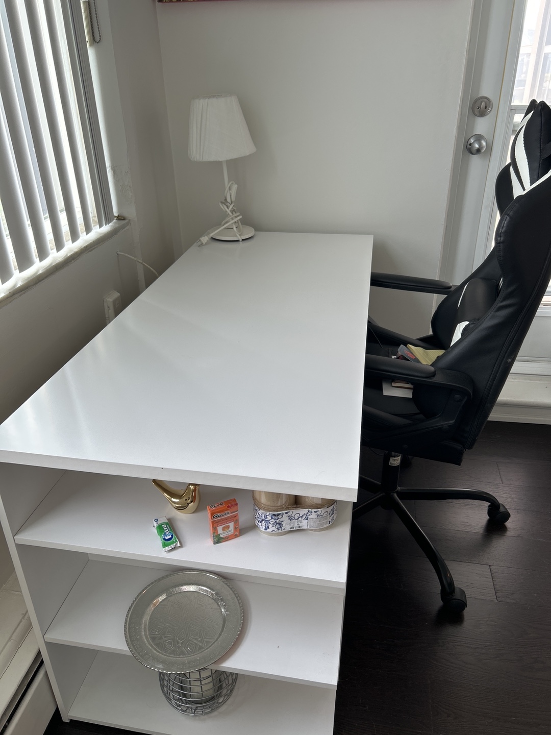 White Computer Desk with Shelves - photo 3