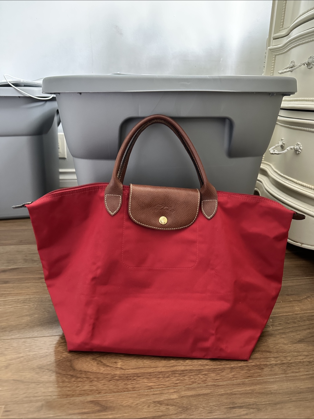 Longchamp Le Pliage Red Tote Bag
