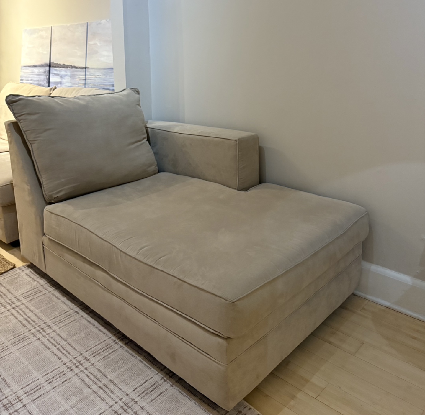 Beige Sectional Sofa with Chaise Lounge - photo 2