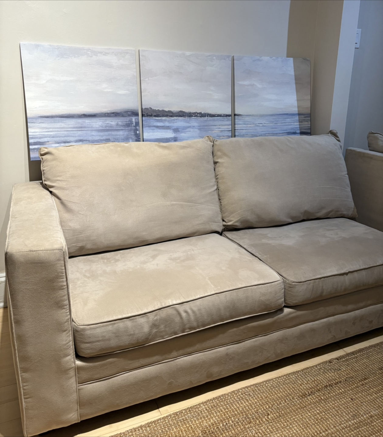 Beige Sectional Sofa with Chaise Lounge