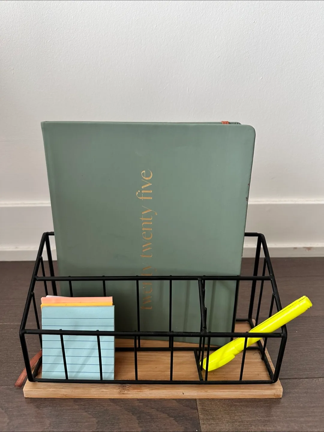 Black Metal and Bamboo Desk Organiser thumbnail