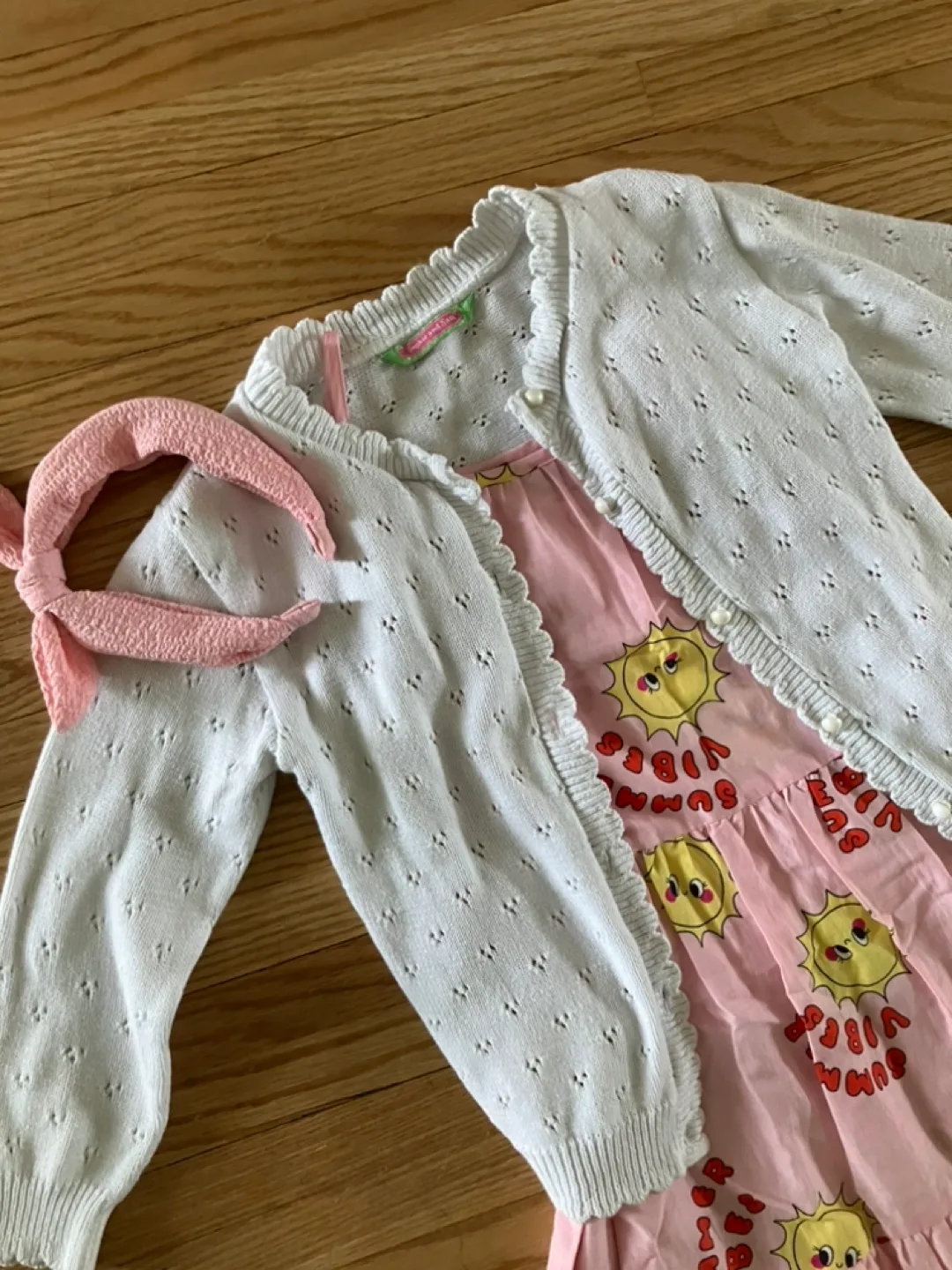 Adorable Girls' Summer Outfit - Dress, Cardigan & Headband image indicator(3)