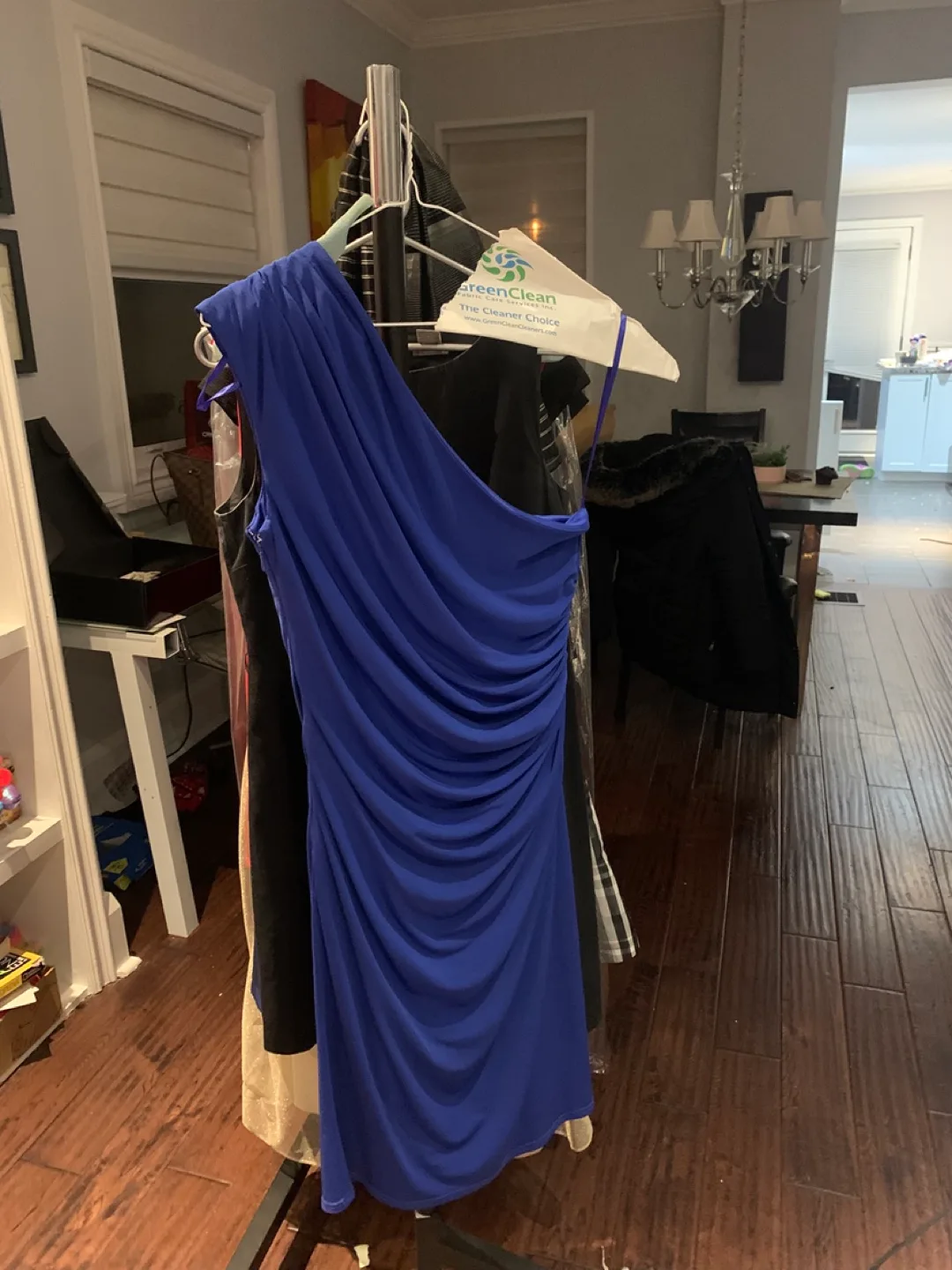 Royal Blue One-Shoulder Dress le chateau thumbnail