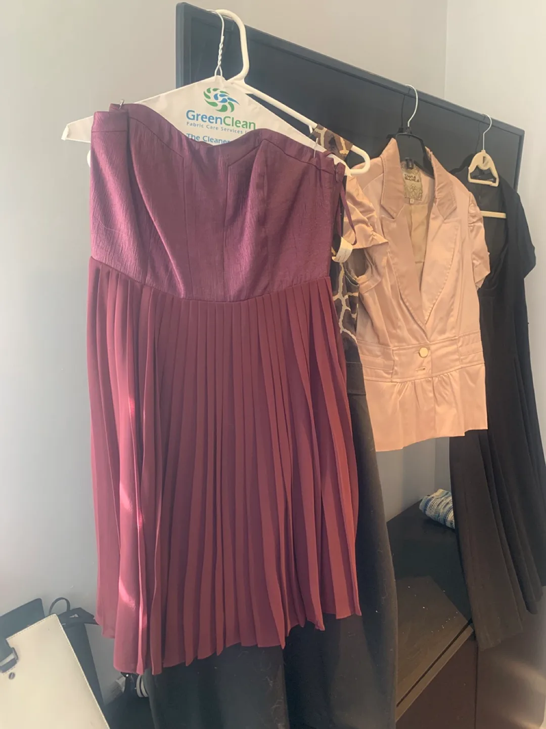 Burgundy Pleated Midi Dress thumbnail