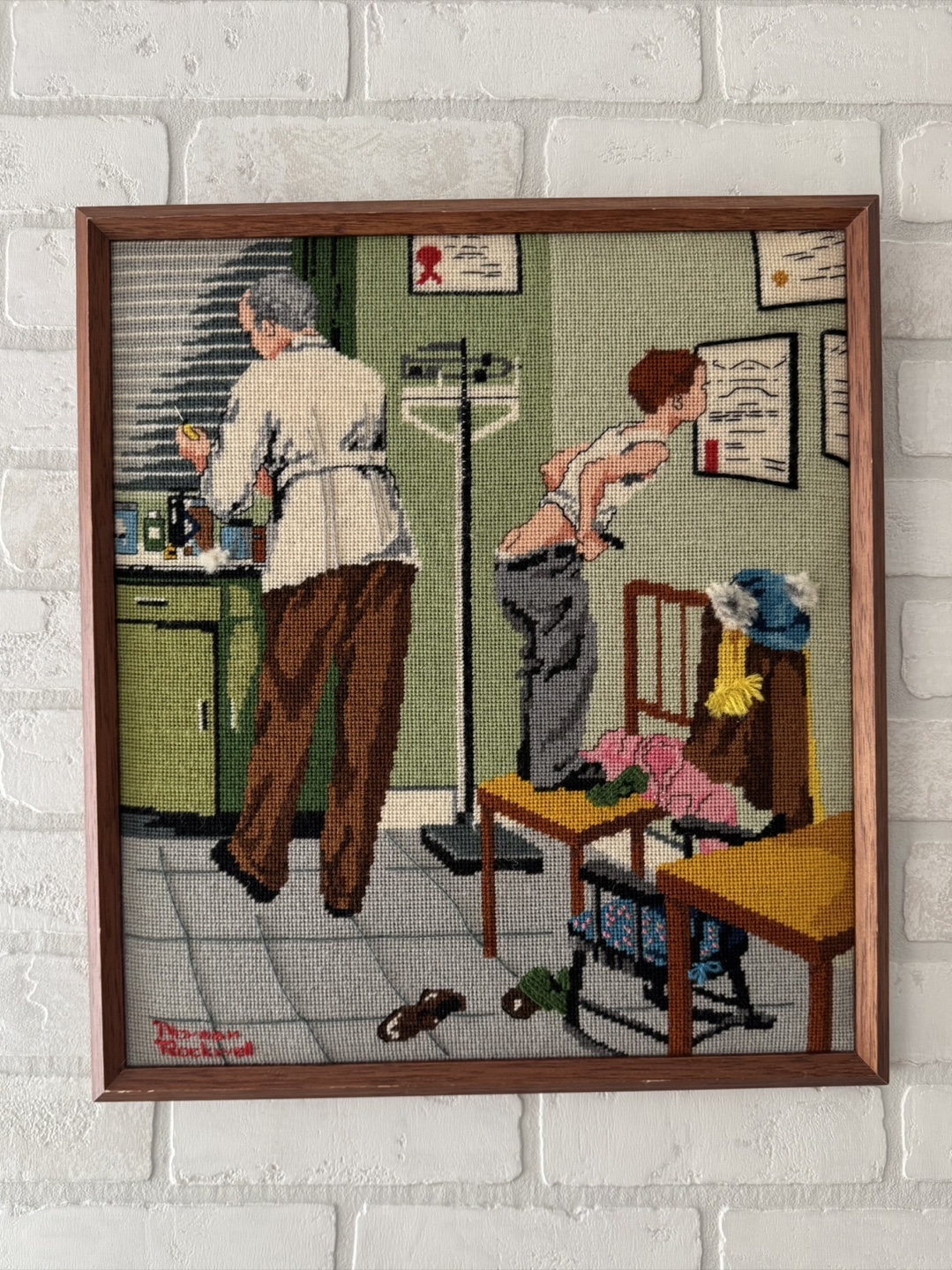 Vintage Norman Rockwell Needlepoint Wall Art - photo 2