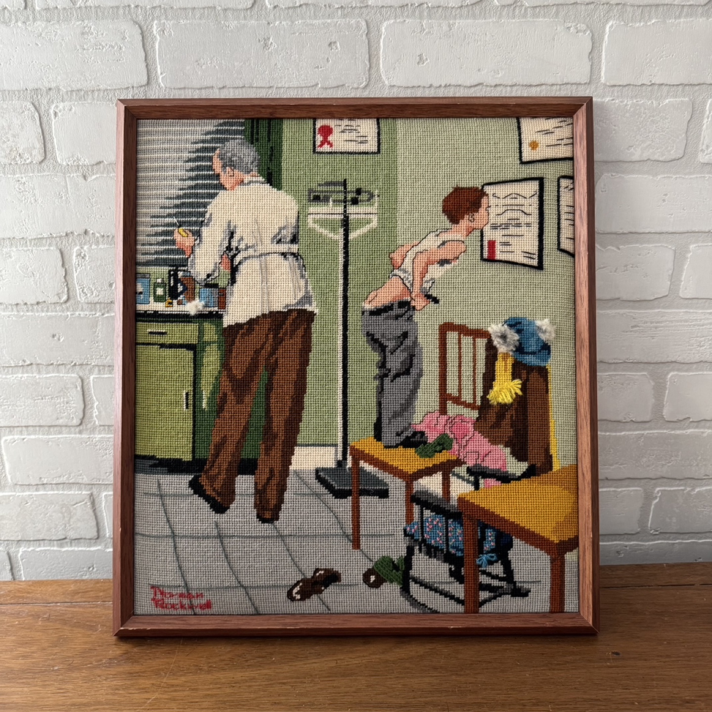 Vintage Norman Rockwell Needlepoint Wall Art