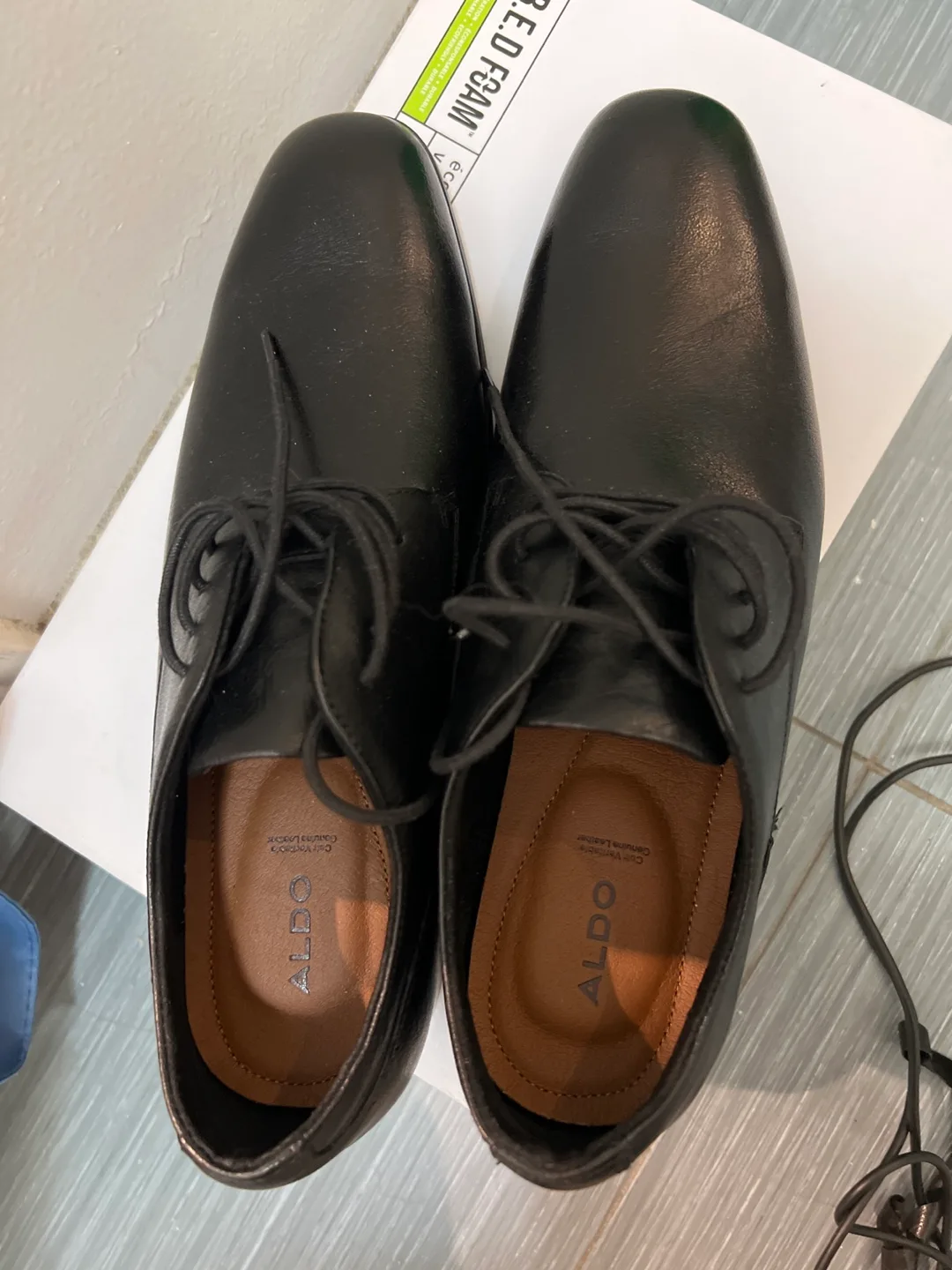 Men's Black Aldo Leather Oxfords size 10 thumbnail