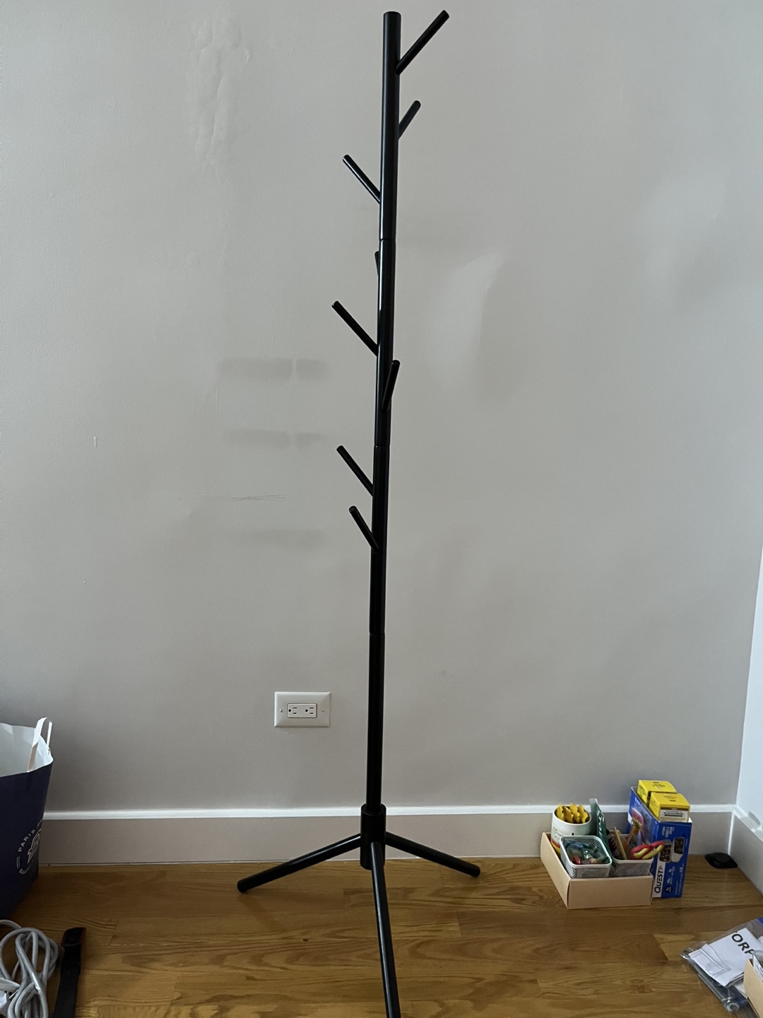 Black Wooden Coat Rack - Adjustable Height