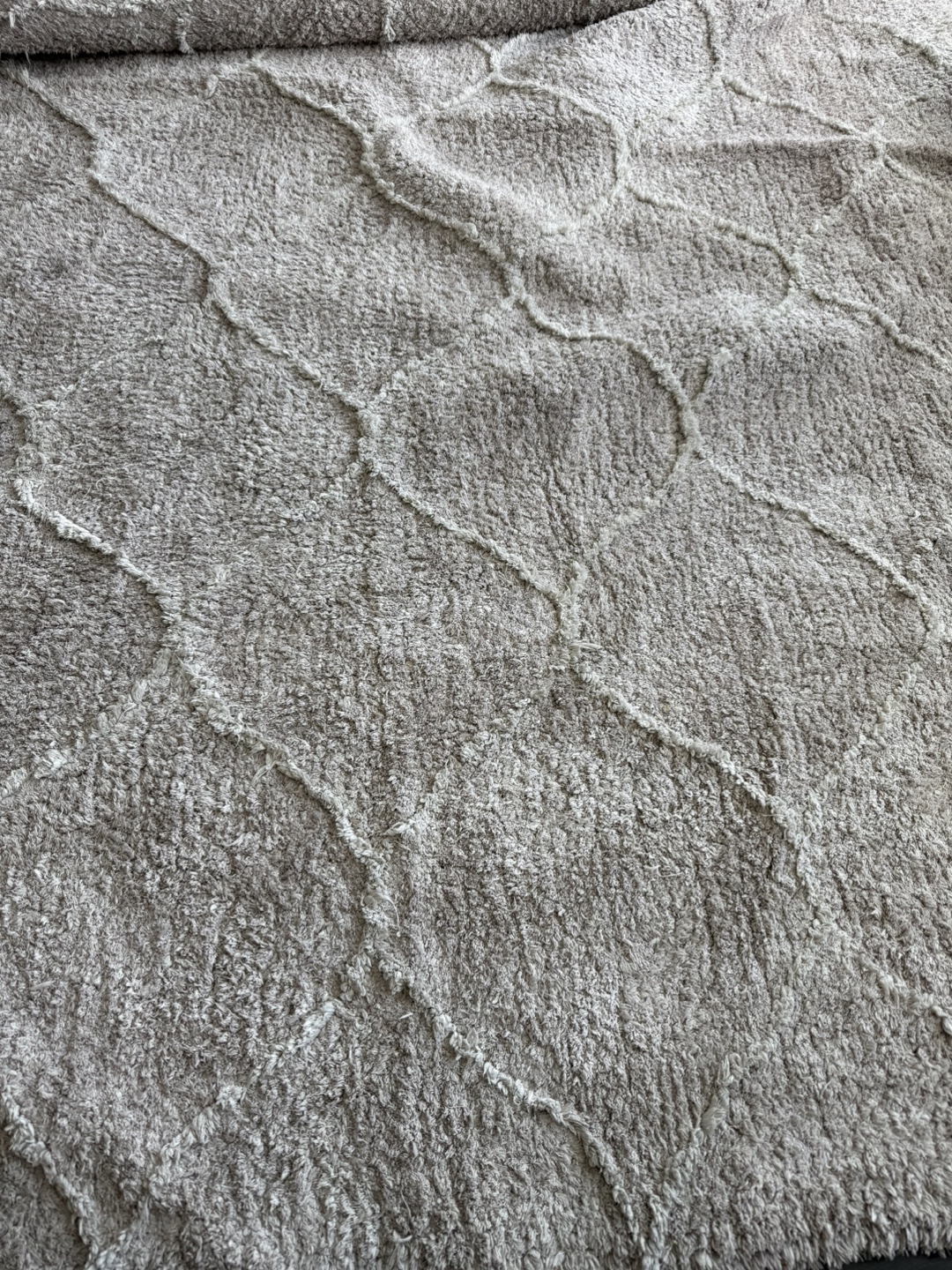 Large Shag Rug, Beige/Grey, Geometric Pattern - photo 3