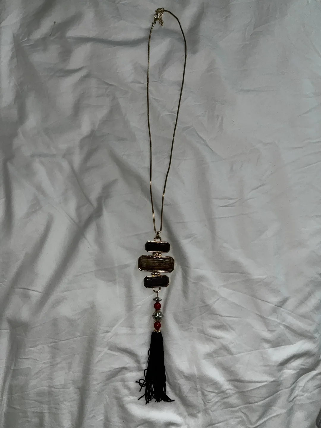 Unique Statement Gold Necklace with Tassel image indicator(2)