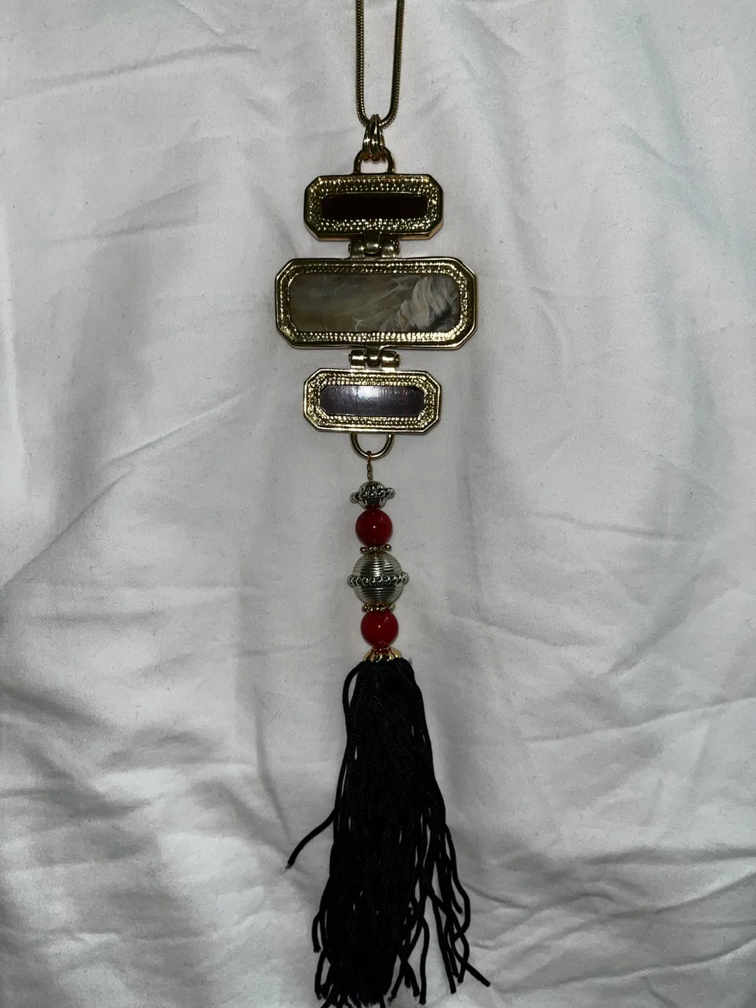 Unique Statement Gold Necklace with Tassel image indicator(3)