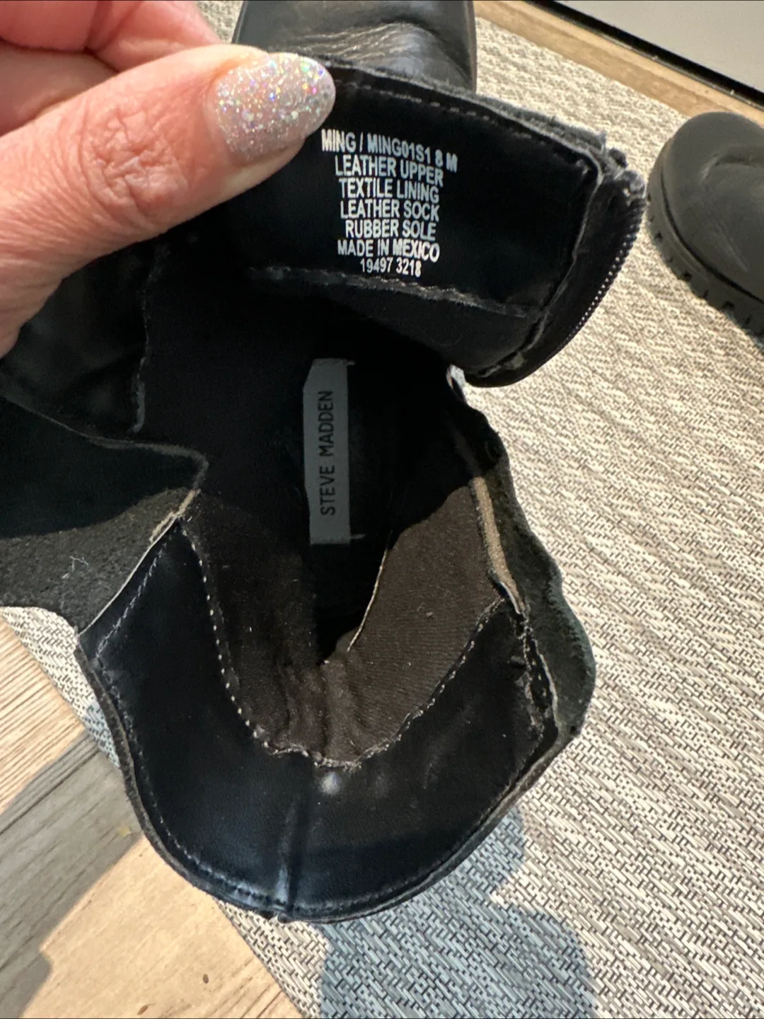 Black Leather Buckle Boots - Size 8W image indicator(6)