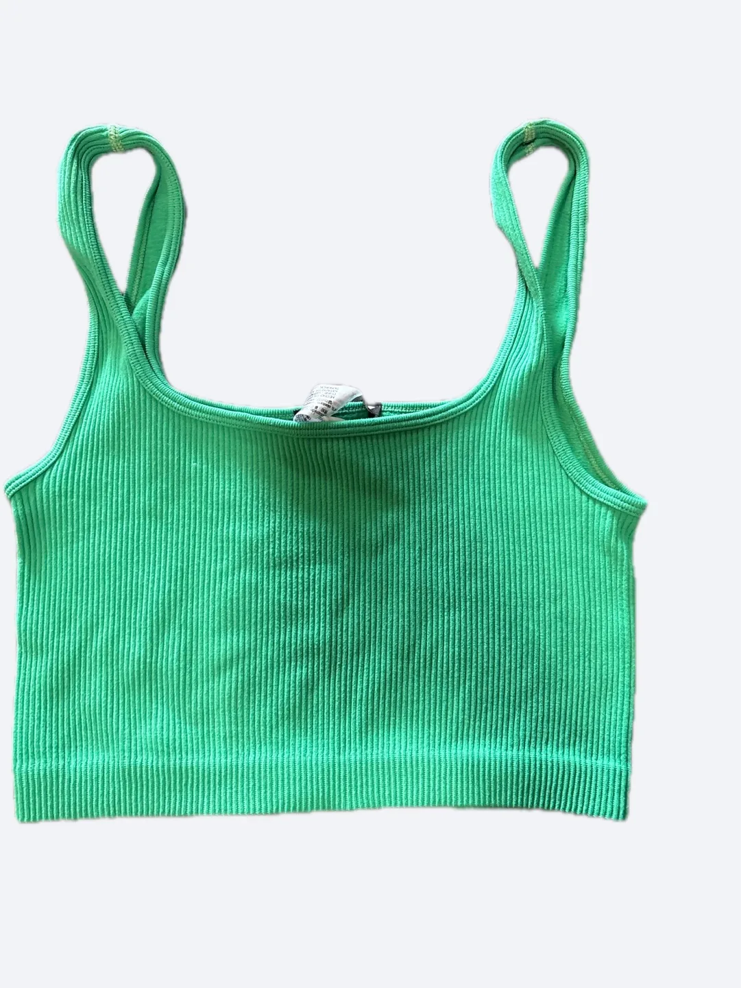 Zara Green Ribbed Crop Tank Top thumbnail