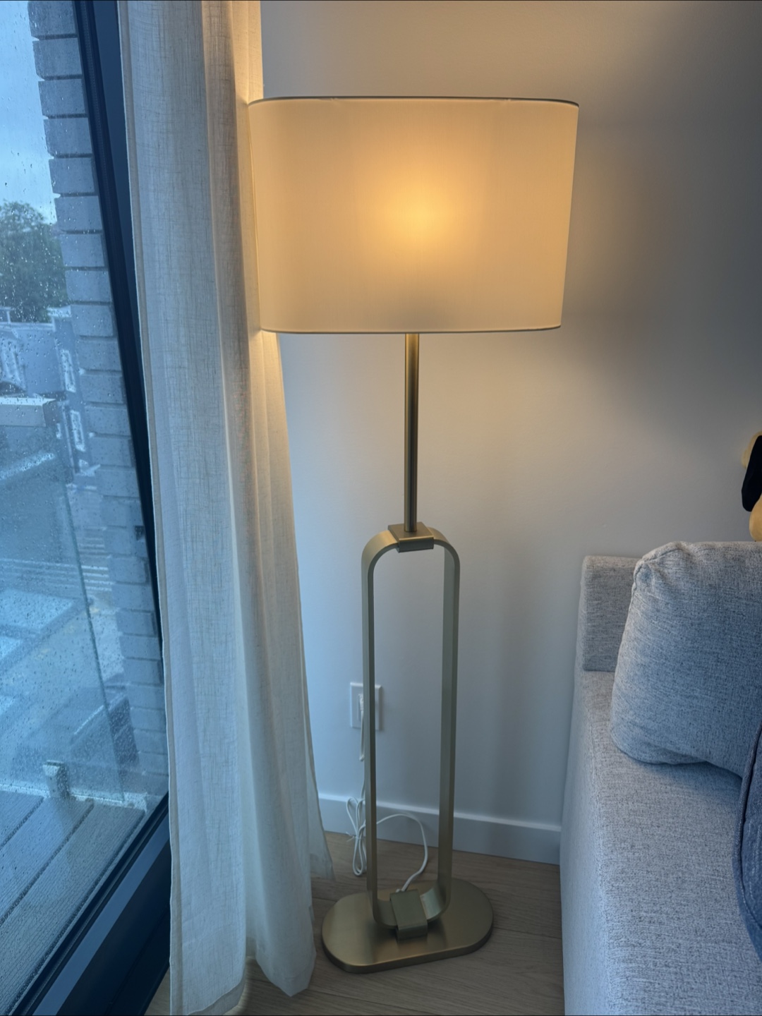 Modern Gold Floor Lamp with Rectangular Shade