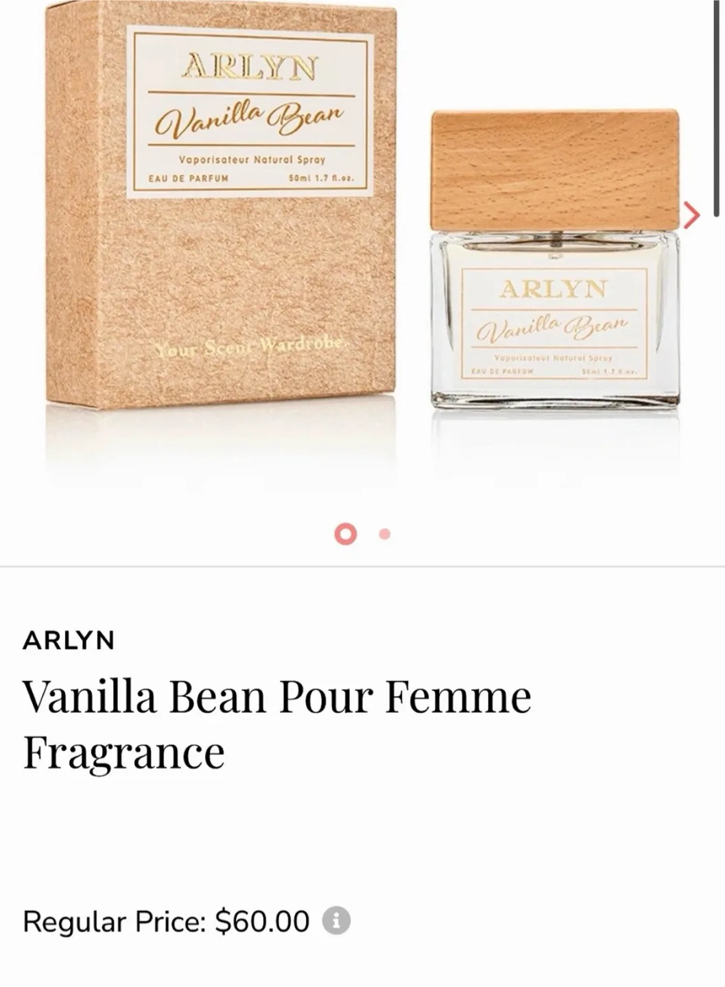🍓 Brand New! REG $83 ARLYN Vanilla Bean Perfume Full Size! image indicator(3)