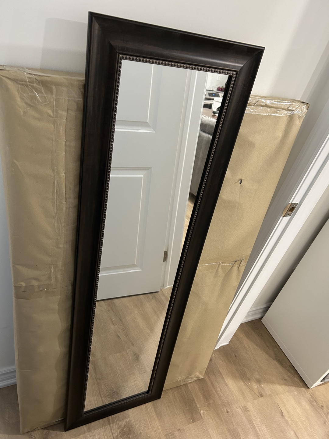 Full-Length Mirror with Dark Brown Frame