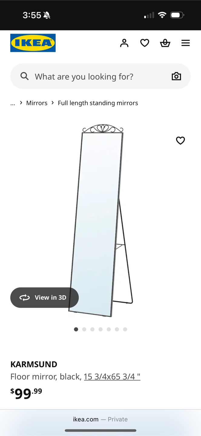 Full Length Floor Mirror - Black