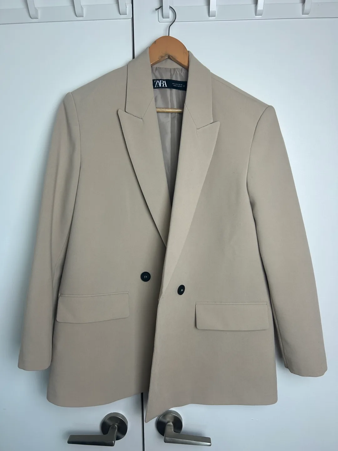Beige Zara Double-Breasted Blazer thumbnail