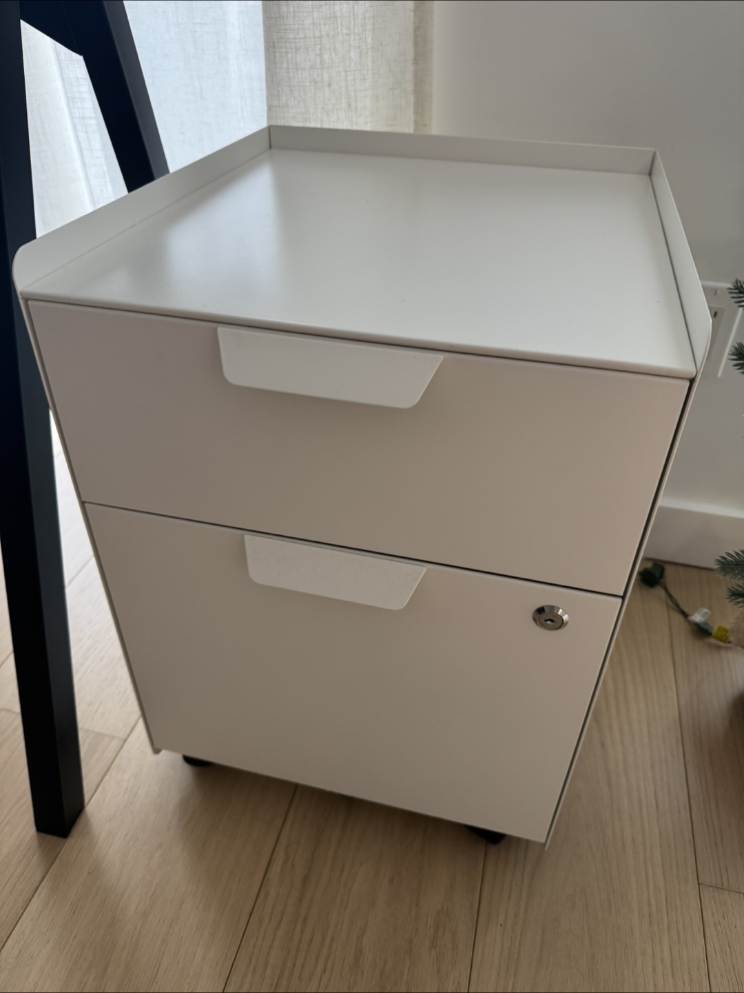White Mobile File Cabinet with Two Drawers
