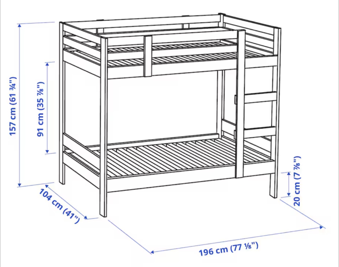 IKEA MYSAL Bunk Bed - Pine