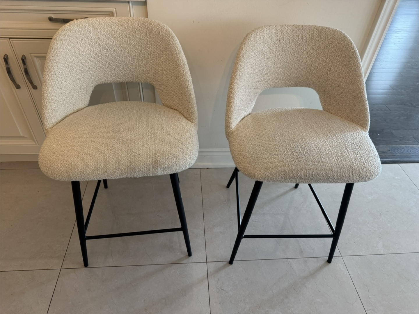 Pair of Modern kitchen chairs cream/white - photo 3