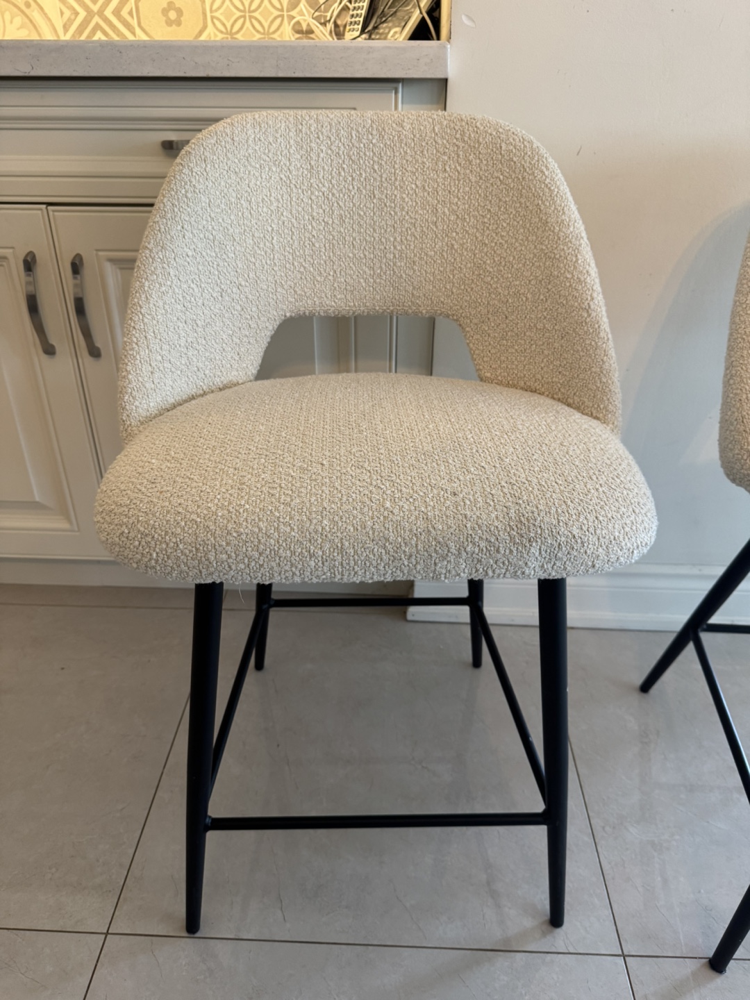 Pair of Modern kitchen chairs cream/white