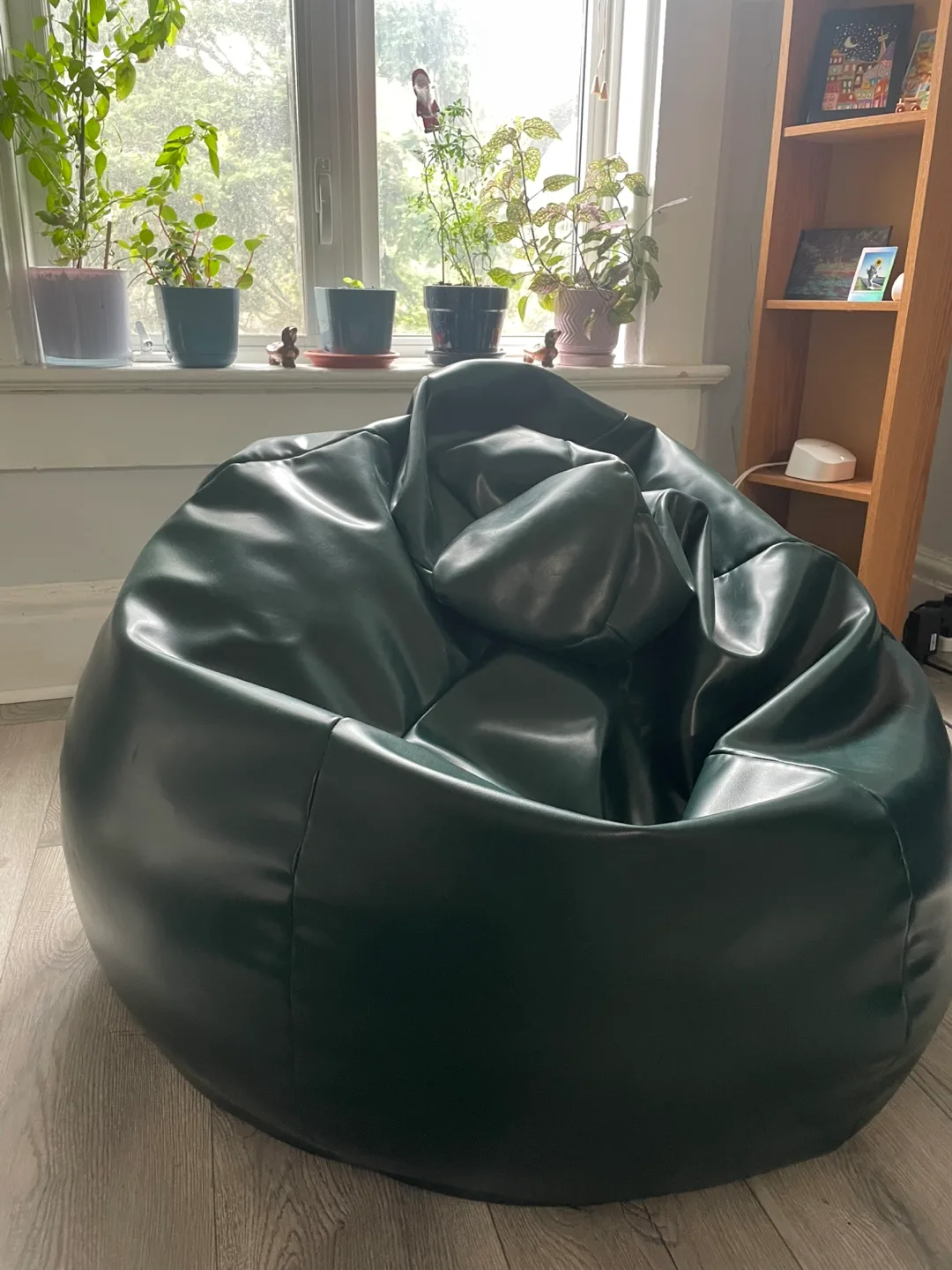Dark Green Leather Bean Bag Chair thumbnail