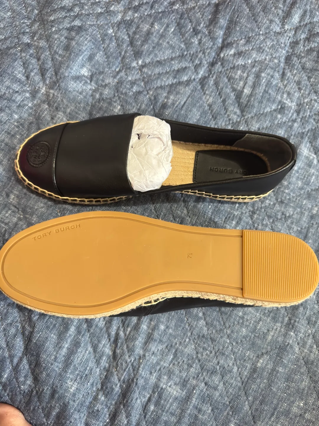 Tory Burch Black Leather Espadrilles - Size 7.5 image indicator(5)
