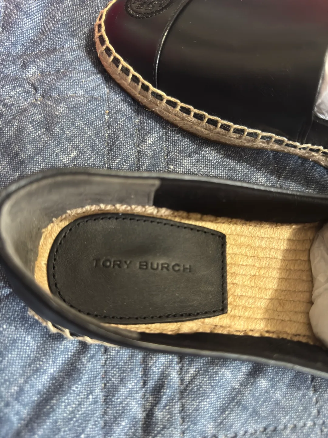 Tory Burch Black Leather Espadrilles - Size 7.5 image indicator(4)