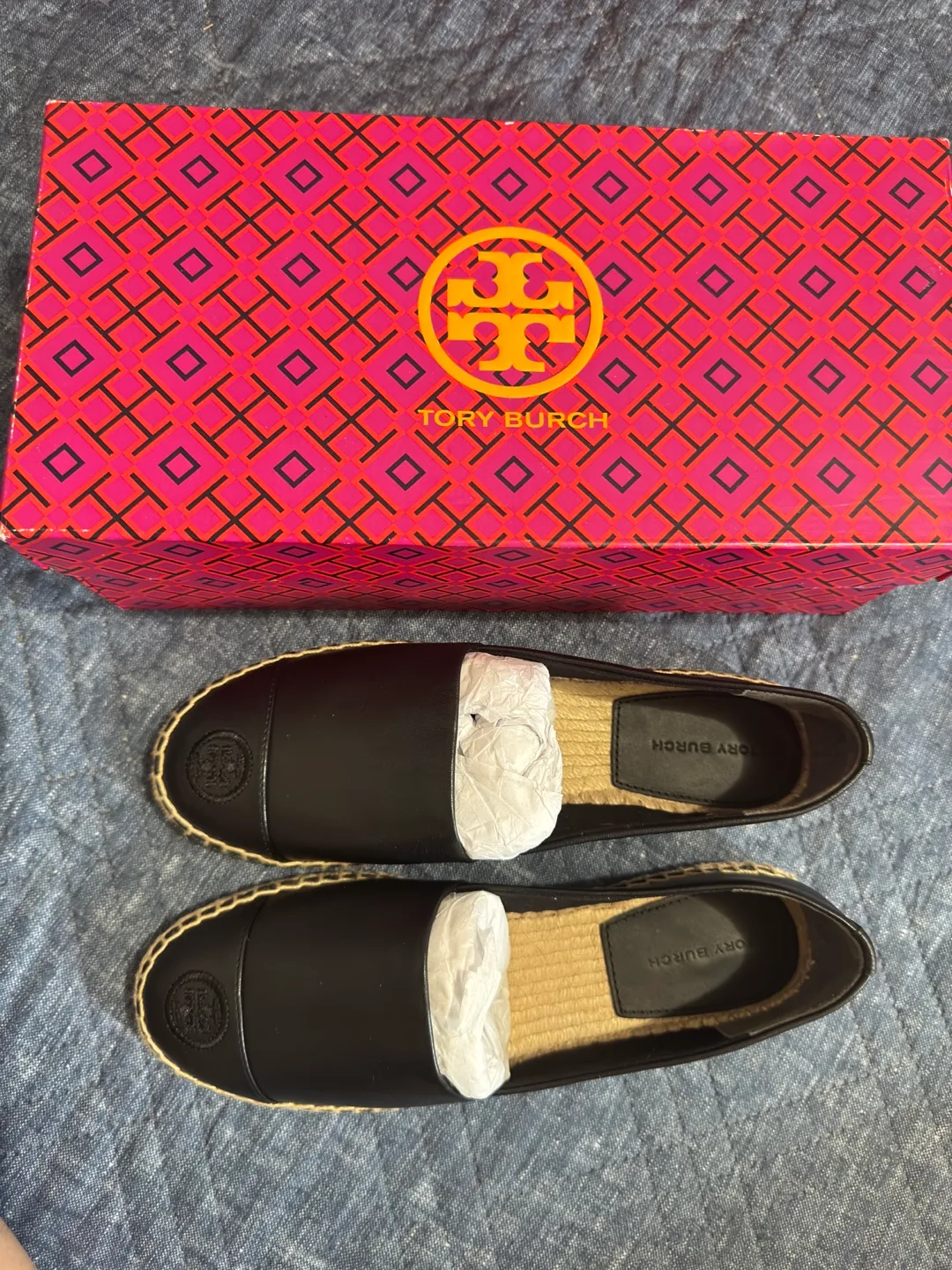 Tory Burch Black Leather Espadrilles - Size 7.5 thumbnail