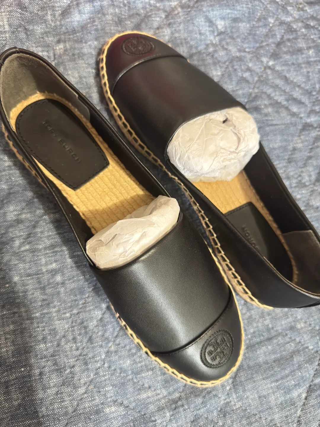 Tory Burch Black Leather Espadrilles - Size 7.5 image indicator(3)