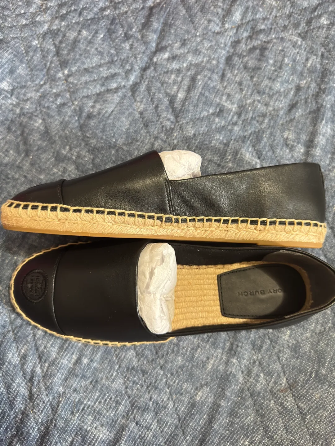 Tory Burch Black Leather Espadrilles - Size 7.5 image indicator(2)