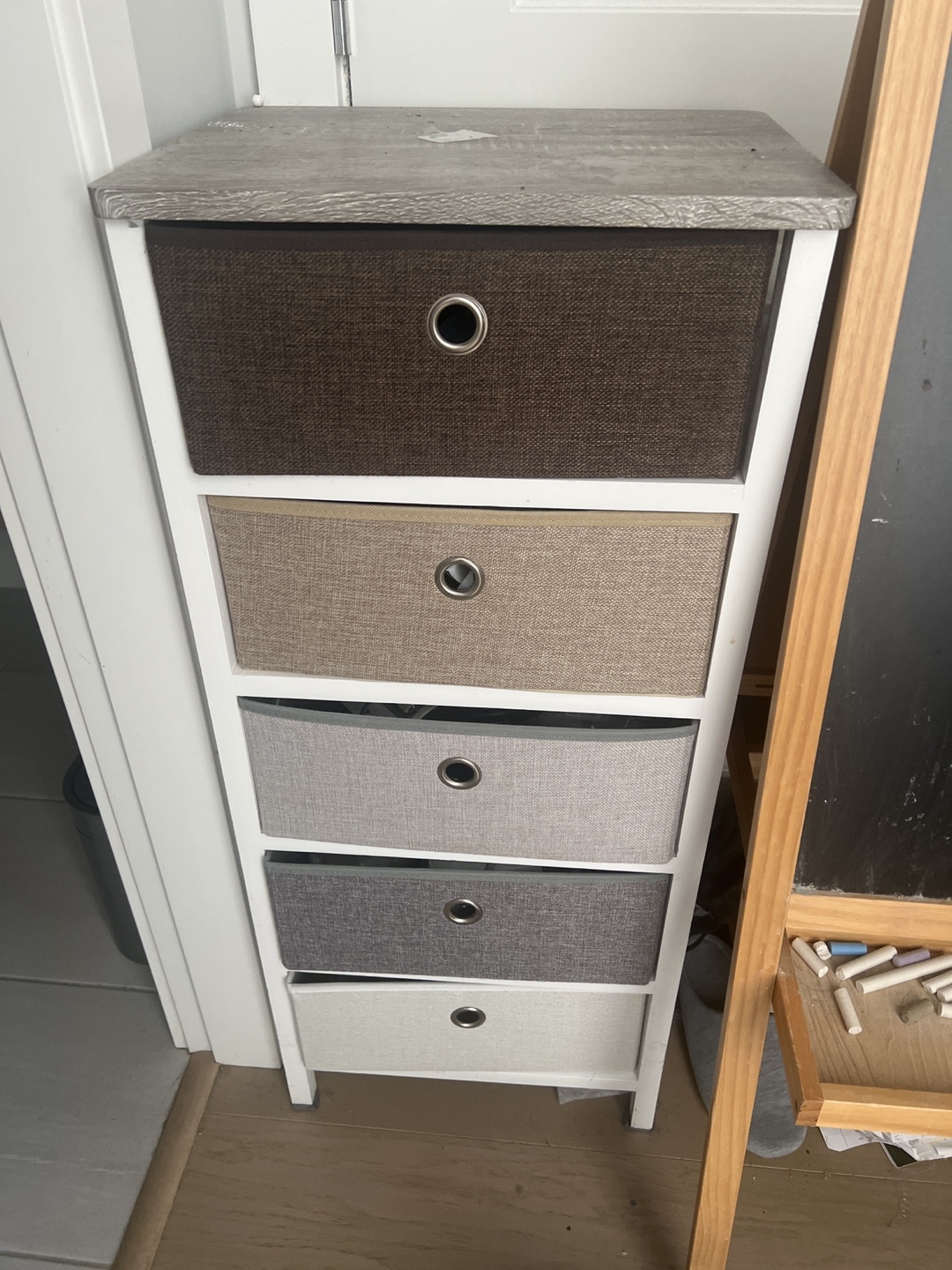Wooden frame Five-Drawer Fabric Storage Unit