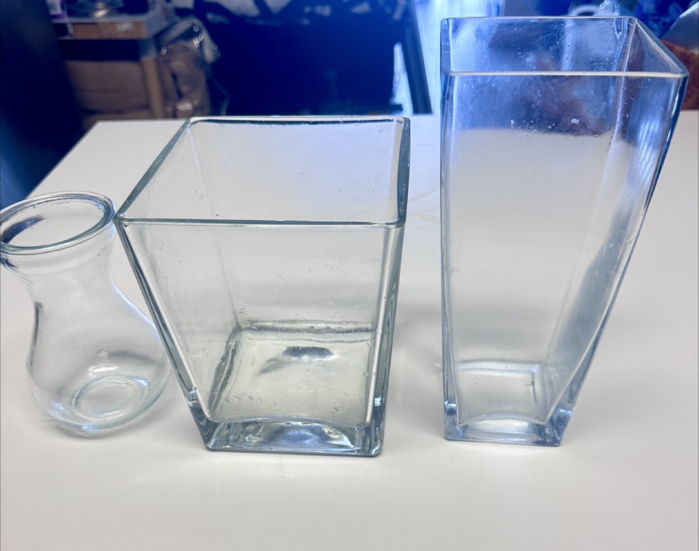 Set of three glass vases