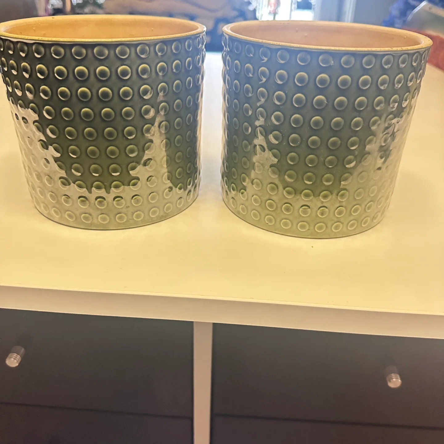 New  IKEA CHIAFRON Green Ceramic Pots image indicator(2)