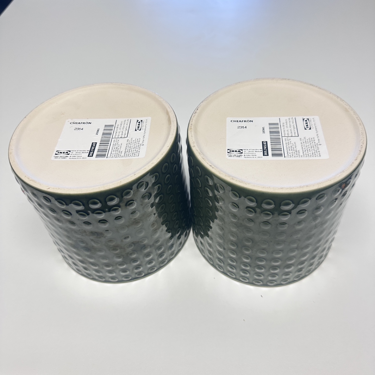 New  IKEA CHIAFRON Green Ceramic Pots