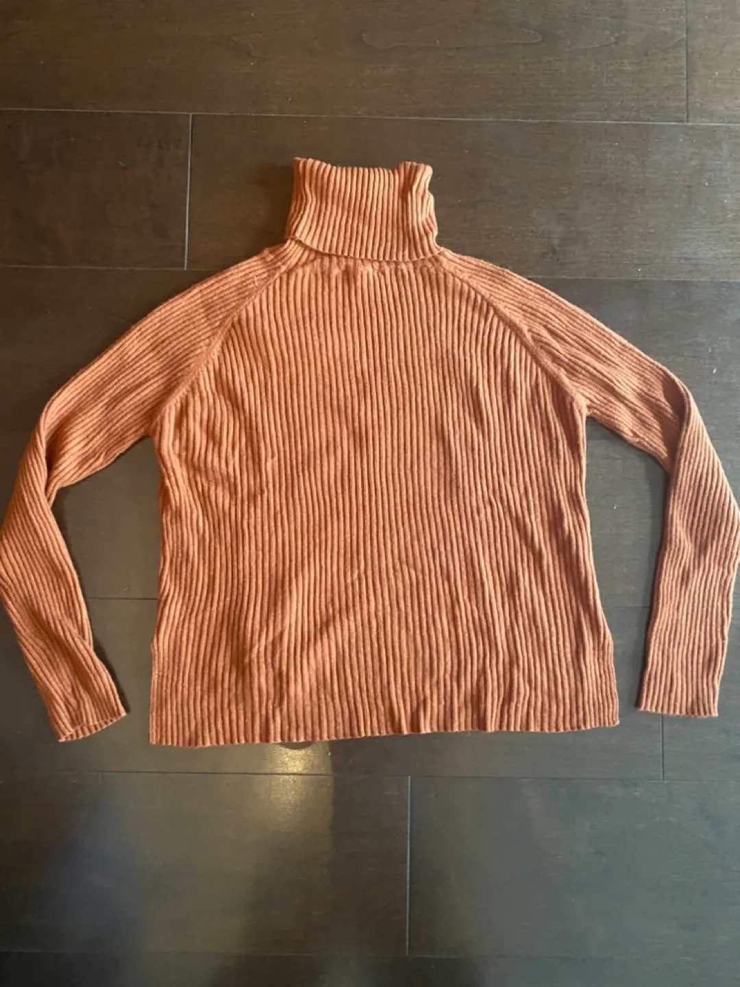 Women's Rust-Colored Ribbed Turtleneck Sweater thumbnail