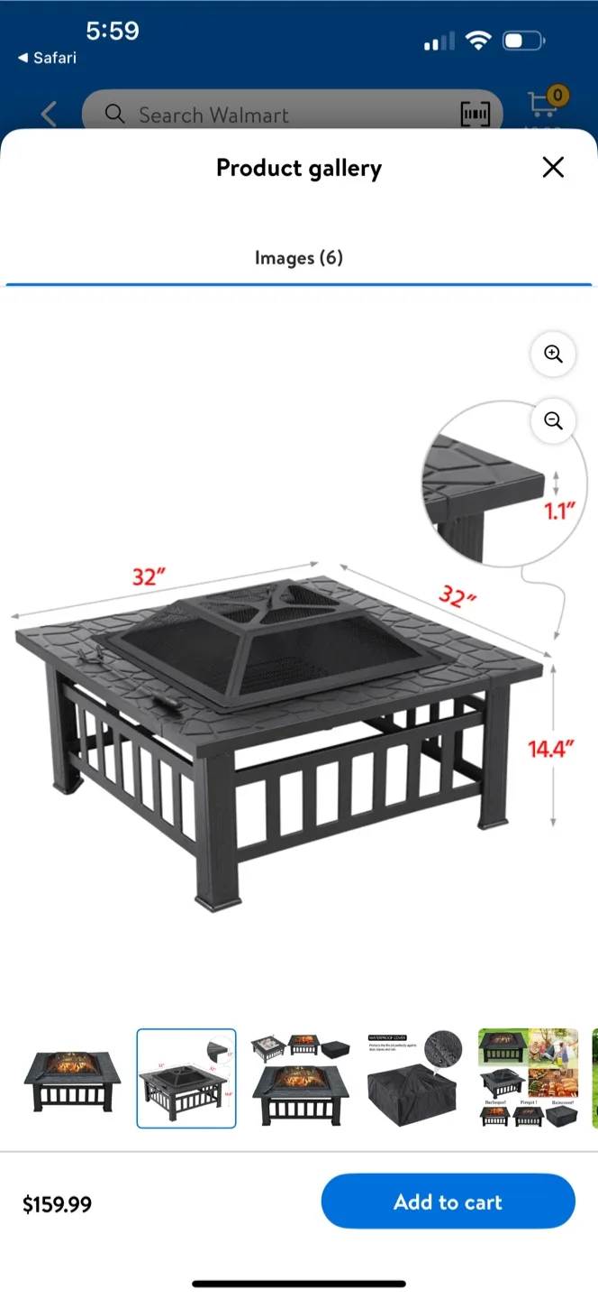 Outdoor Square Fire Pit Table image indicator(2)