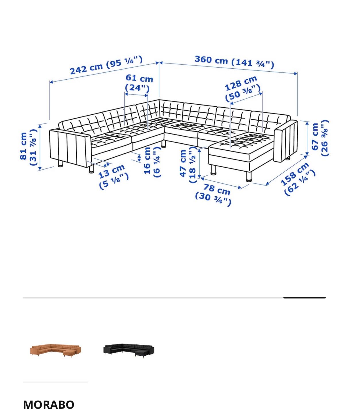 IKEA MORABO L-Shaped Leather Sectional Sofa - photo 3