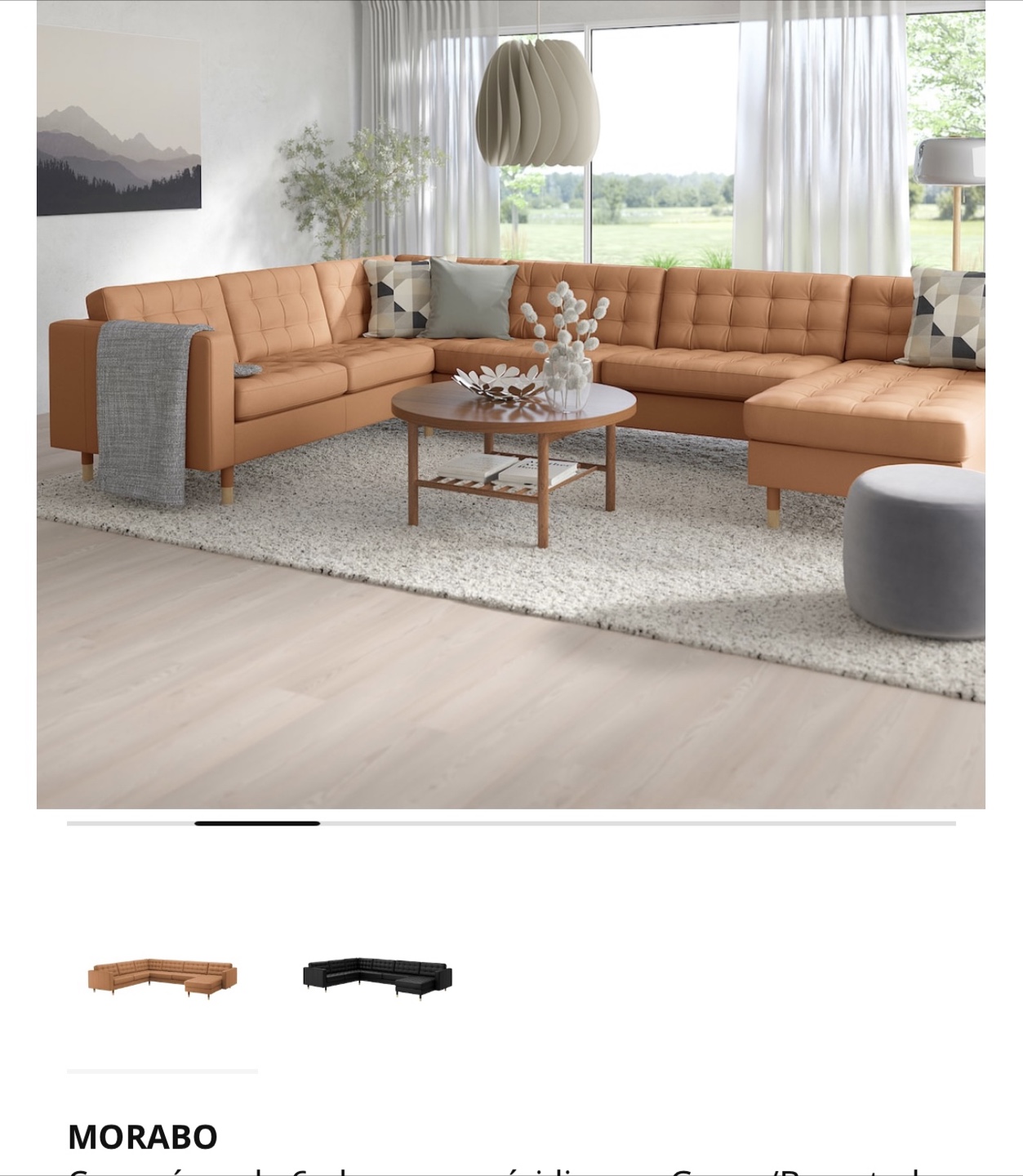 IKEA MORABO L-Shaped Leather Sectional Sofa - photo 2