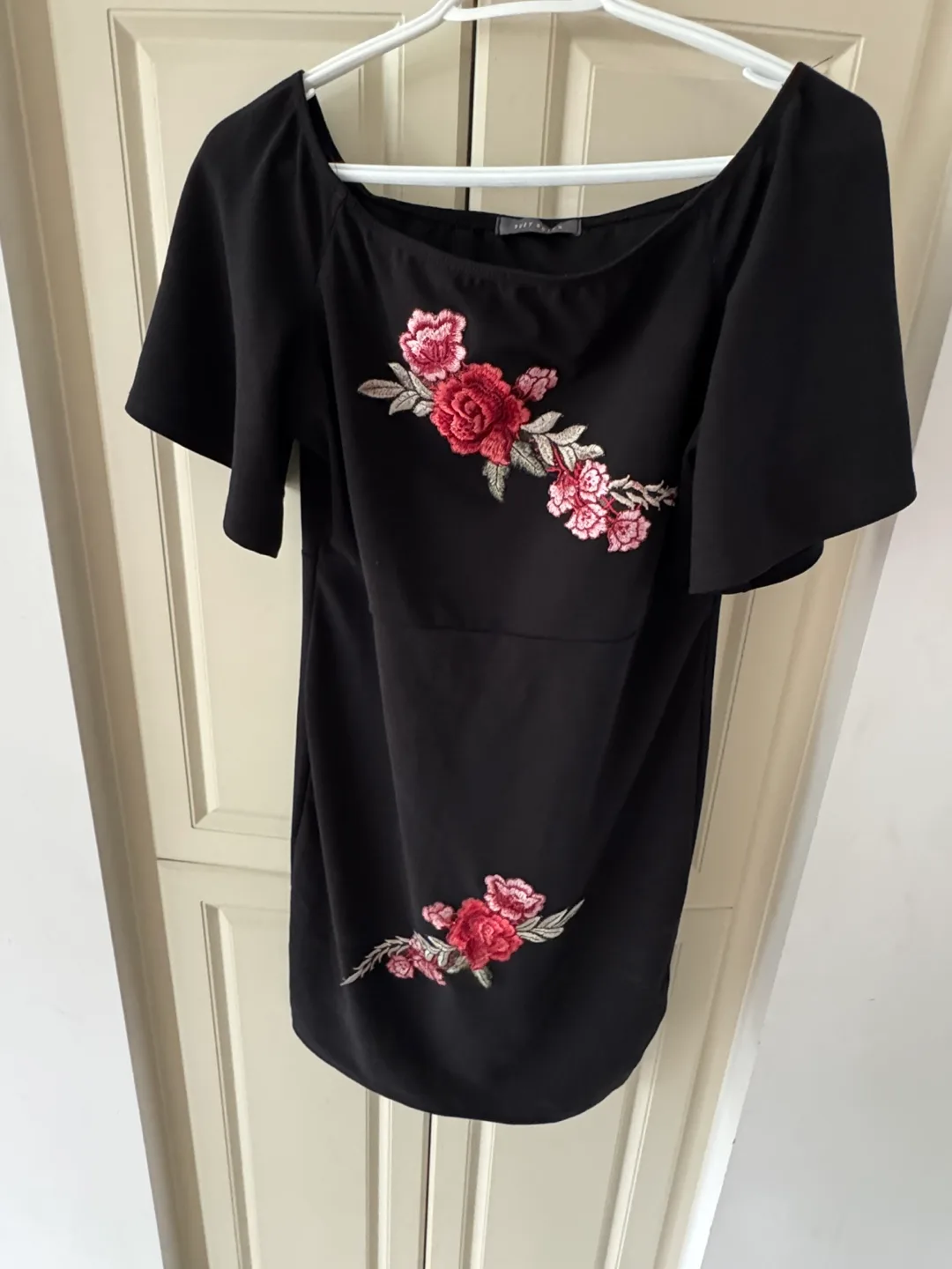 Black floral embroidered dress thumbnail