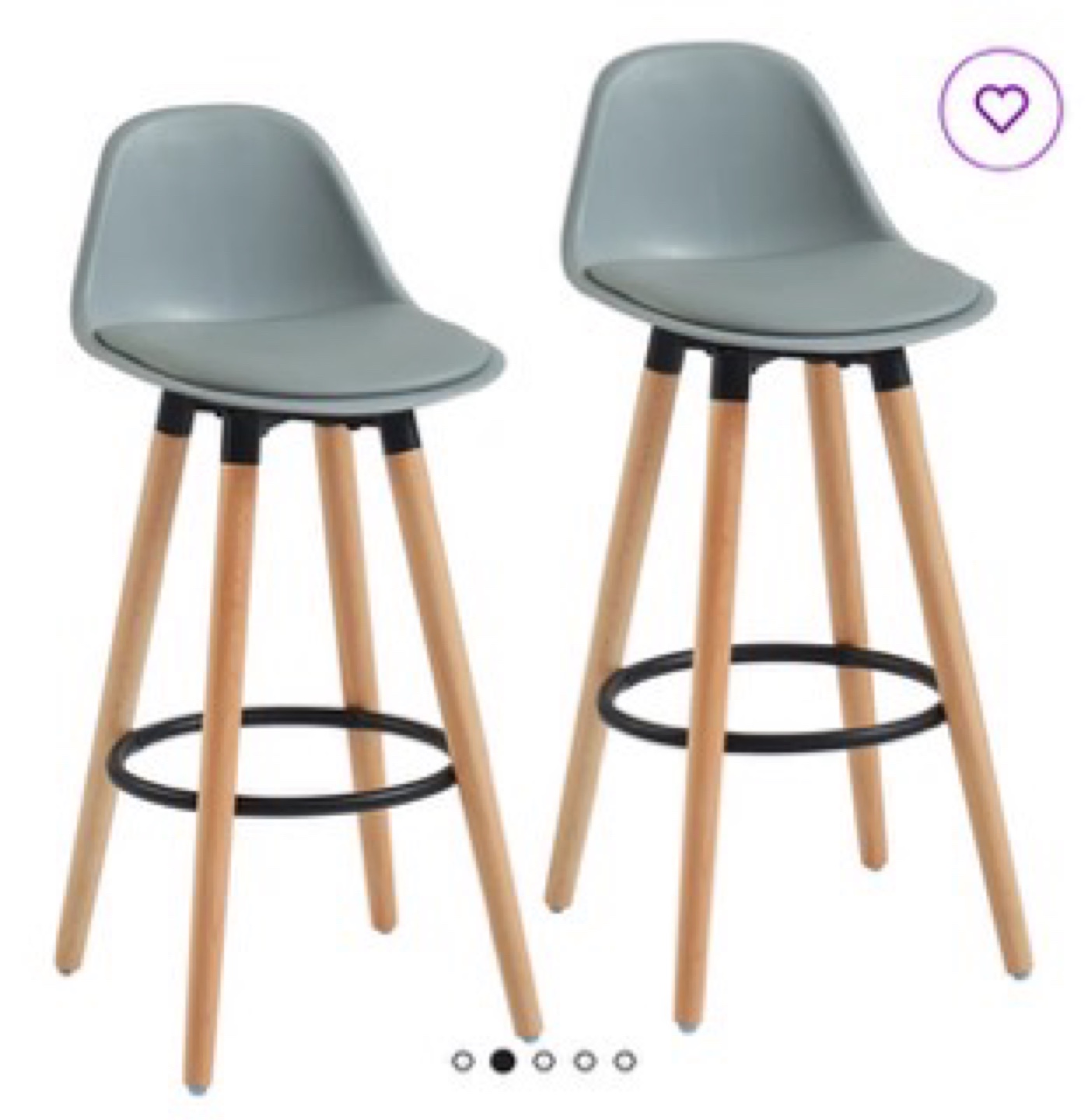 Pair of Grey and Wood Counter Height Stools
