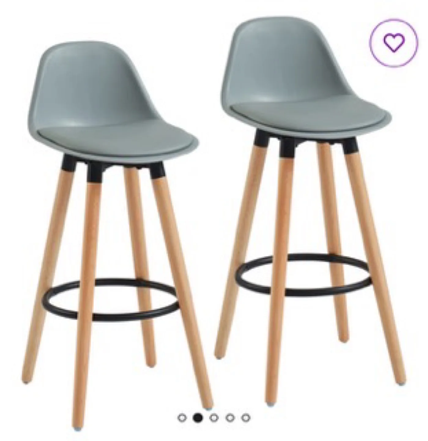 Pair of Grey and Wood Counter Height Stools thumbnail