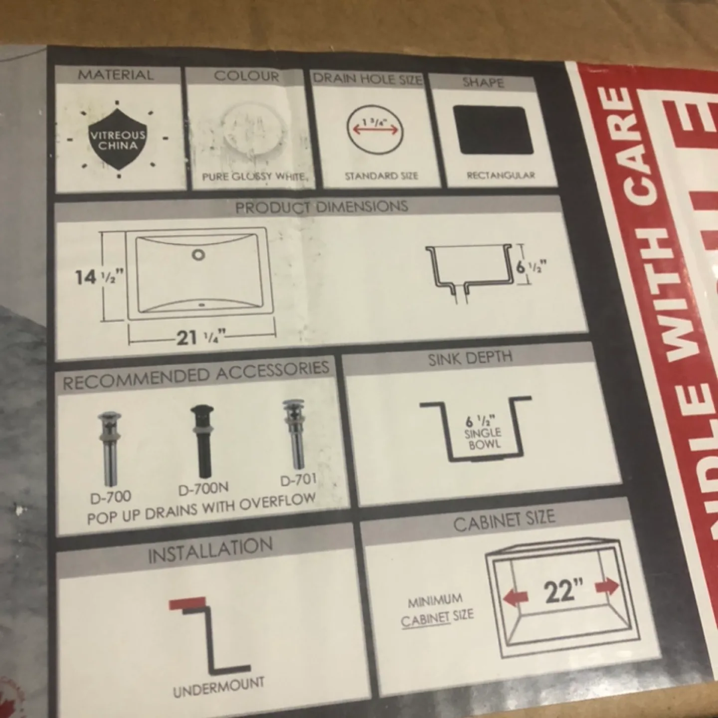 Stylish Sharp P-203 Porcelain Undermount Bathroom Sink - New 🏒 image indicator(2)