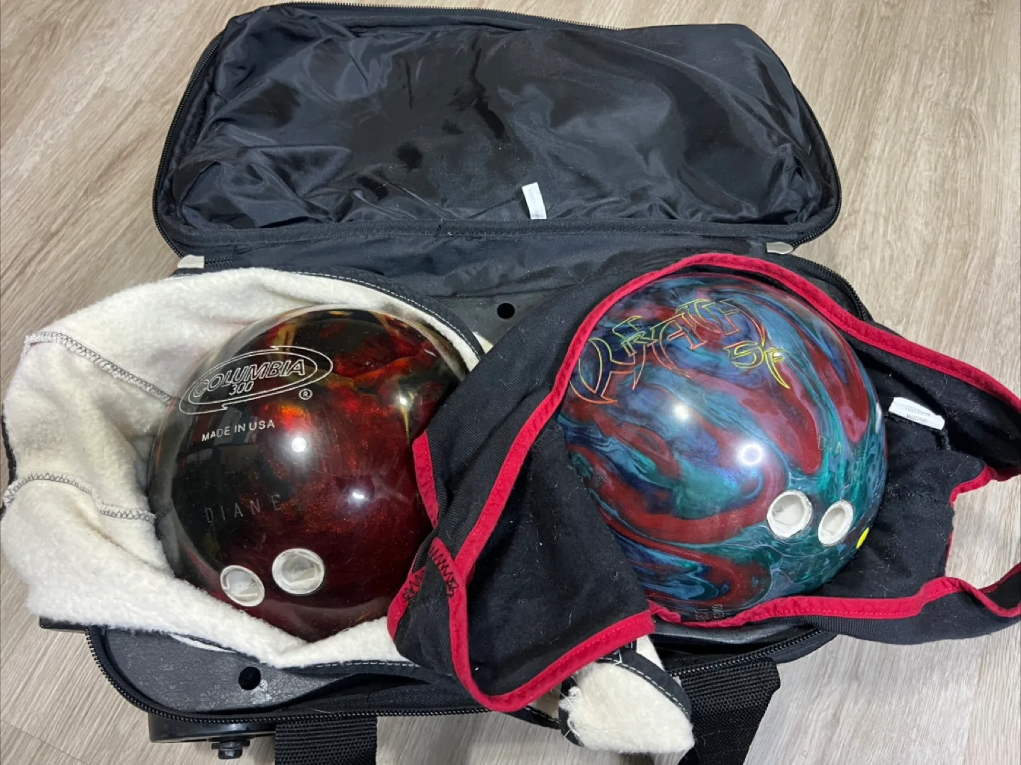 Bowling Ball Roller Bag with Two Bowling Balls thumbnail