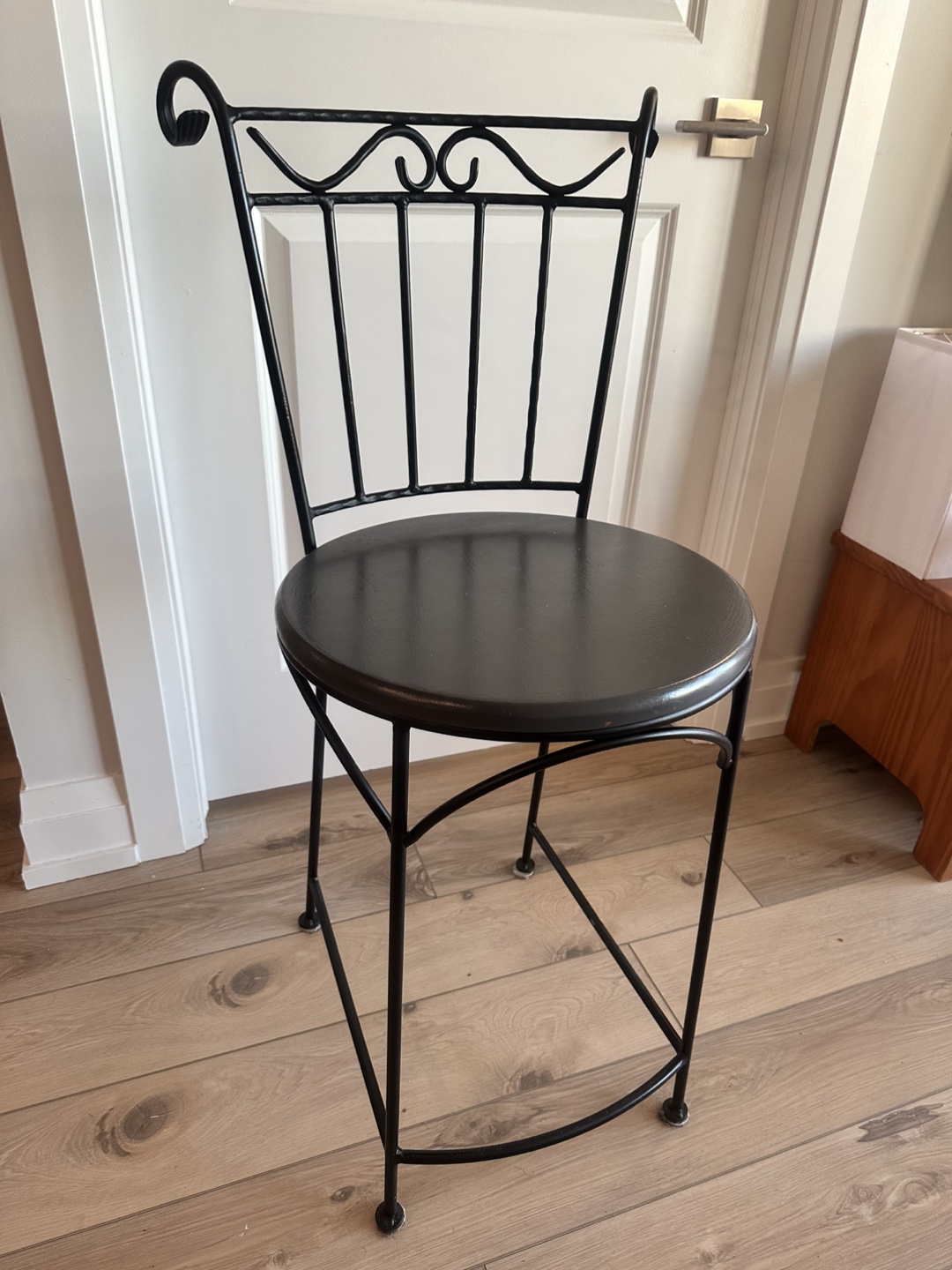 Set of 3 Black Metal Bar Stools