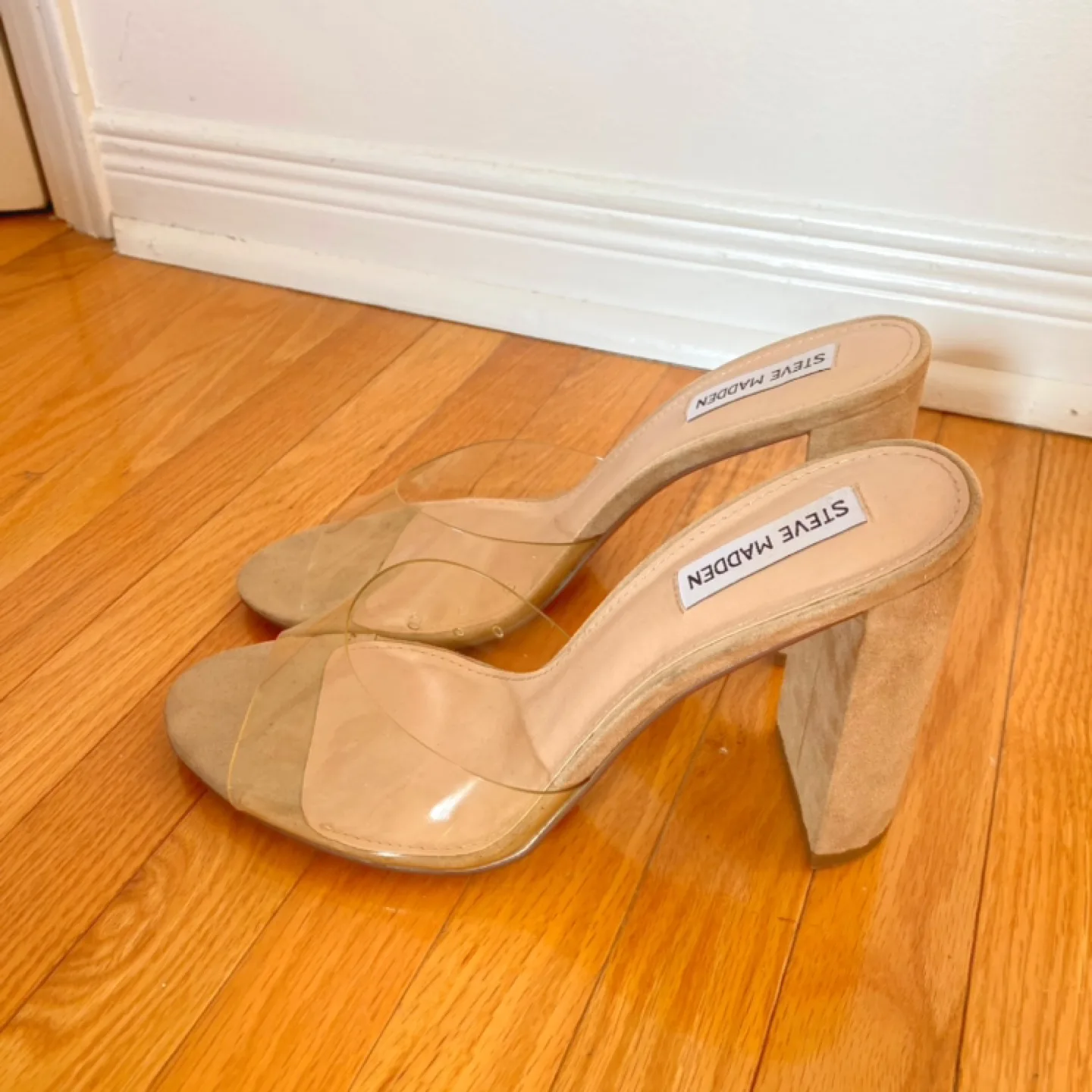 Steve Madden Clear and Nude Block Heel Mules image indicator(2)