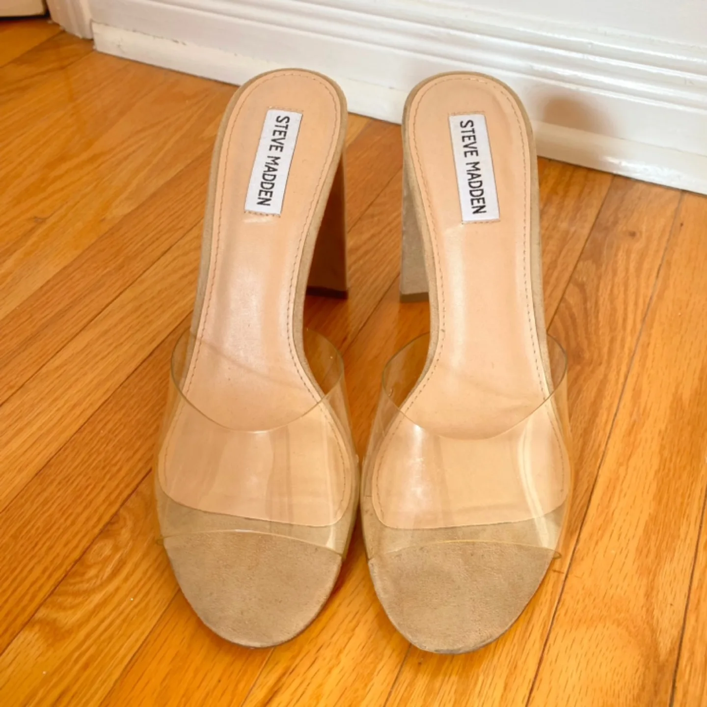 Steve Madden Clear and Nude Block Heel Mules image indicator(4)