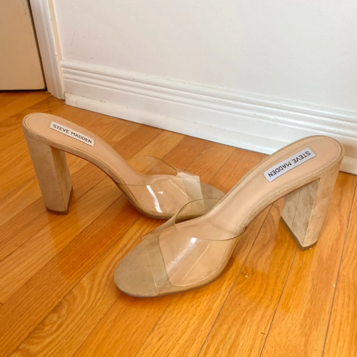 Steve Madden Clear and Nude Block Heel Mules image indicator(3)